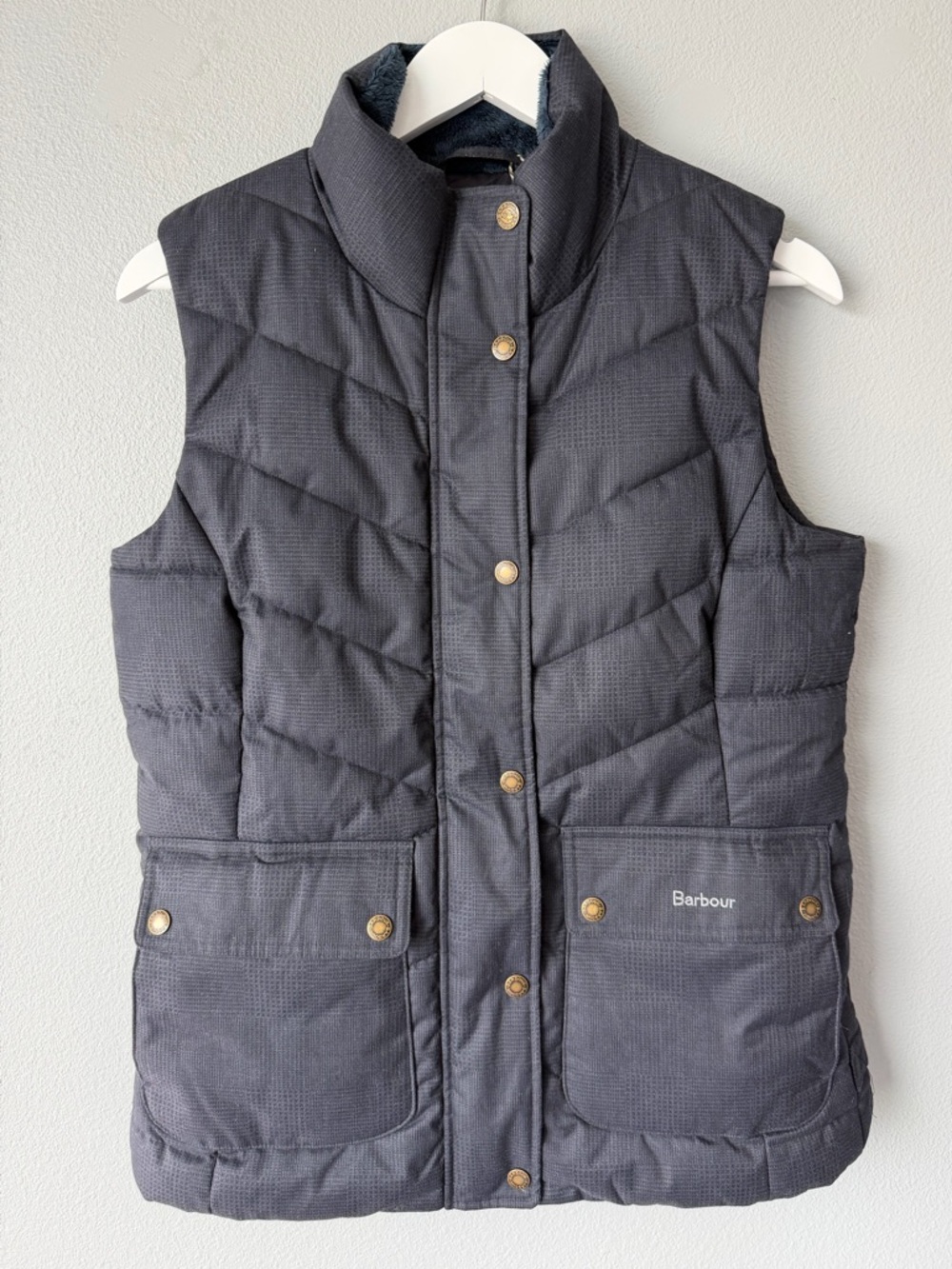 Barbour navy blue Kingston full zip quilted gilet puffer vest Women’s sz 8
